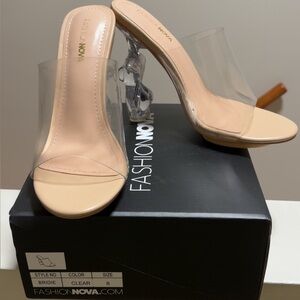 Fashion Nova Transparent and Nude Heels